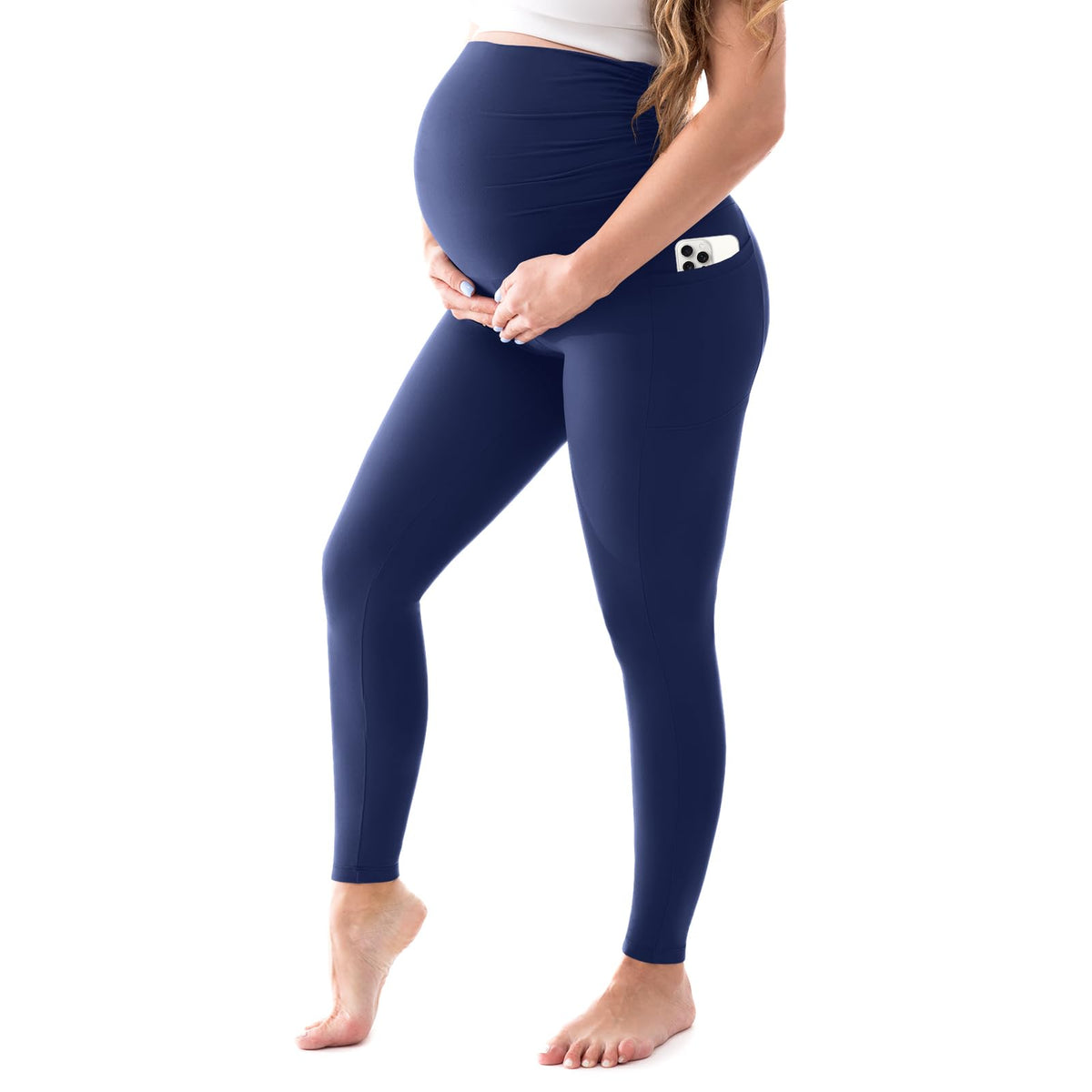 Walifrey Maternity Leggings with Pockets Over the Belly
