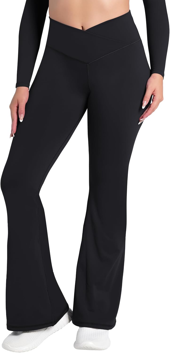 Sunzel Flare Leggings for Women, Crossover Yoga Pants with Tummy Control