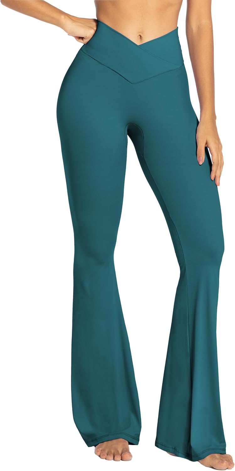 Sunzel Flare Leggings for Women, Crossover Yoga Pants with Tummy Control