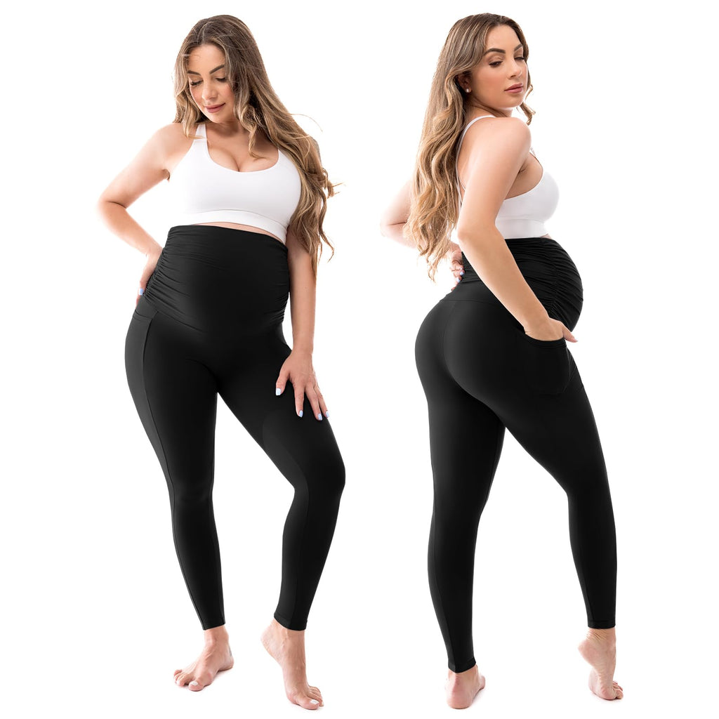 Walifrey Maternity Leggings with Pockets Over the Belly