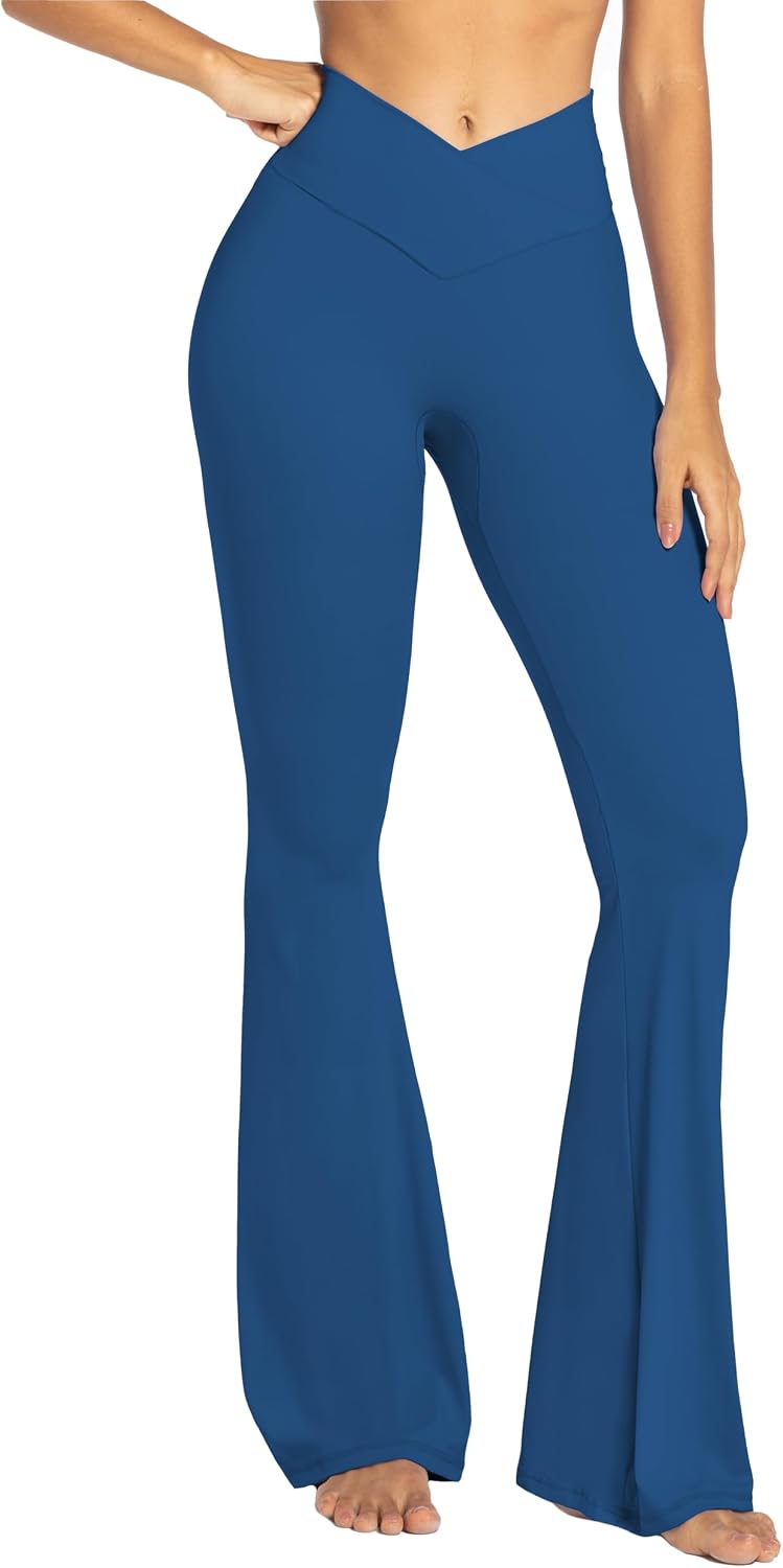 Sunzel Flare Leggings for Women, Crossover Yoga Pants with Tummy Control