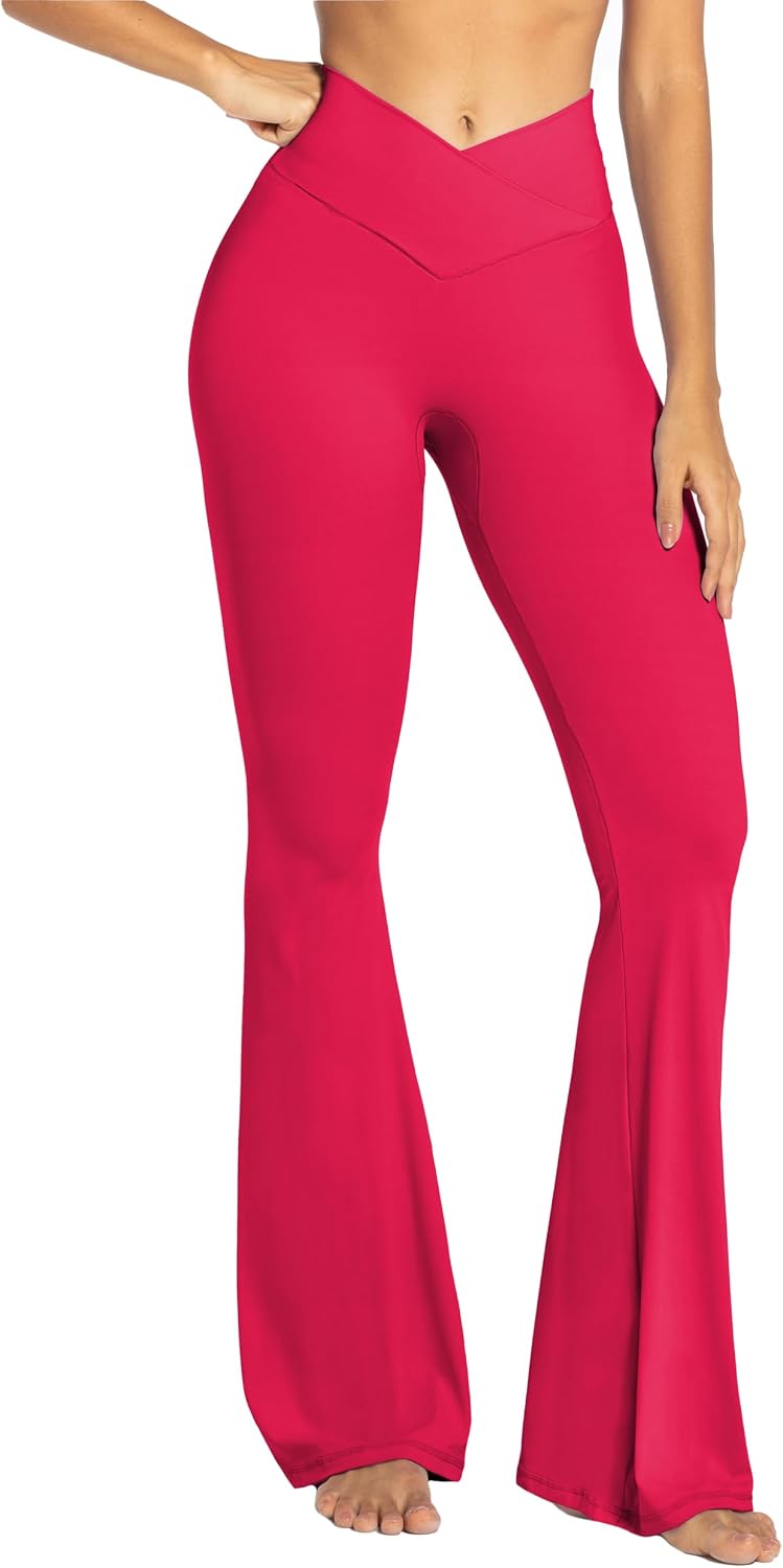 Sunzel Flare Leggings for Women, Crossover Yoga Pants with Tummy Control