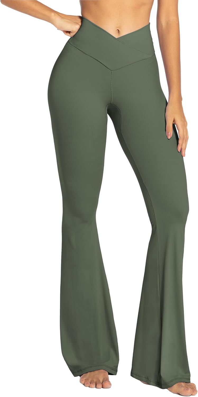 Sunzel Flare Leggings for Women, Crossover Yoga Pants with Tummy Control