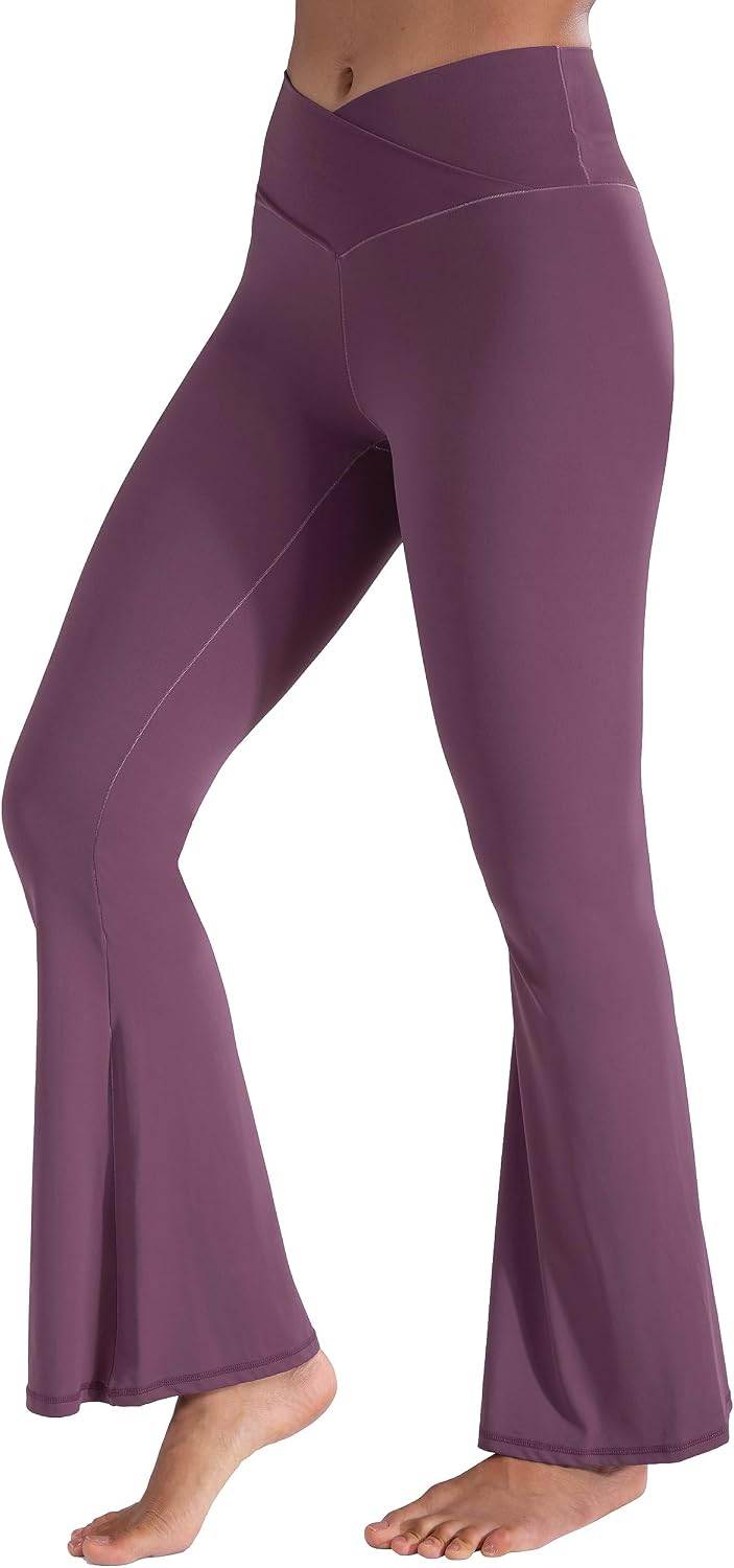 Sunzel Flare Leggings for Women, Crossover Yoga Pants with Tummy Control