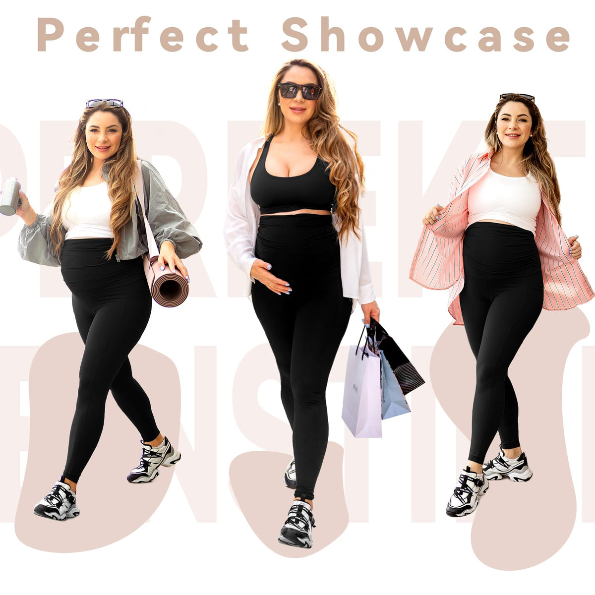 Walifrey Maternity Leggings with Pockets Over the Belly