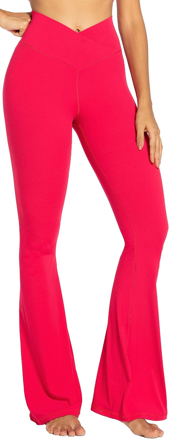 Sunzel Flare Leggings for Women, Crossover Yoga Pants with Tummy Control