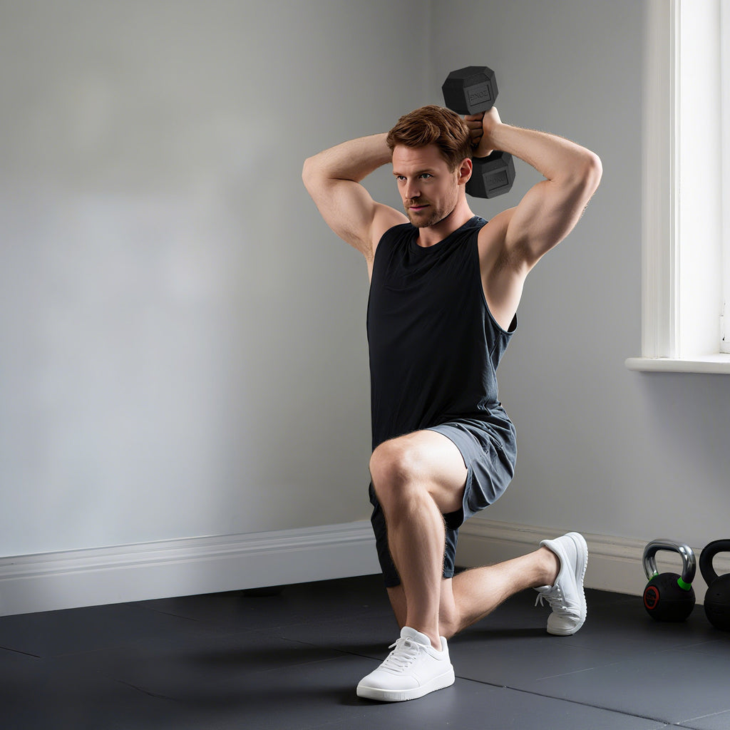 Haltère courte poids 20 Kg - 1 pièce, Haltère hexagonale entraînement musculaire & haltérophilie - métal caoutchouc noir