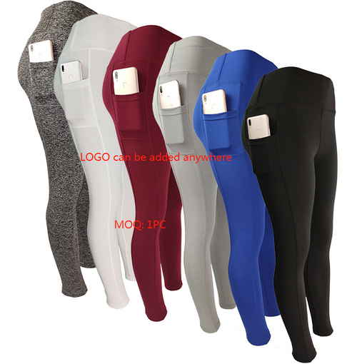 2021 Solid Color Piece Leggings China Manufacturers Pocket Dropshipping Legging for Woman