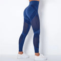 Rooftrellen 20%Spandex Hollow Mesh Leggings Women Seamless Knitted Leggings High Waist Stripe Pants Slim Push Up Fitness Leggins