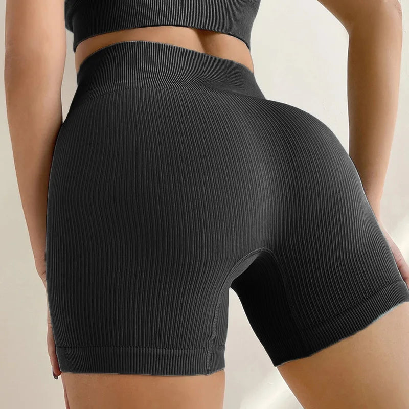 Seamless Ribbed Leggings for Fitness Women Sport Legging Push Up Workout Striped Leggins Ladies High Waist Sexy Gym Legins Woman