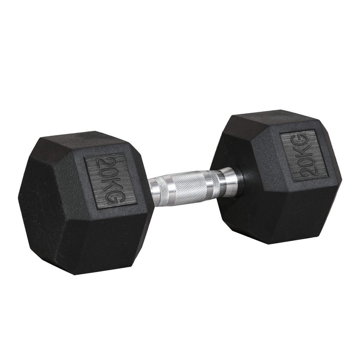 Haltère courte poids 20 Kg - 1 pièce, Haltère hexagonale entraînement musculaire & haltérophilie - métal caoutchouc noir