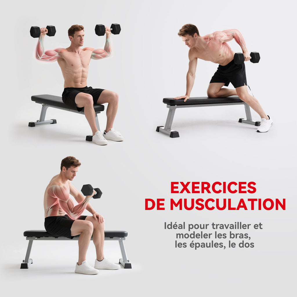 Haltère courte poids 20 Kg - 1 pièce, Haltère hexagonale entraînement musculaire & haltérophilie - métal caoutchouc noir